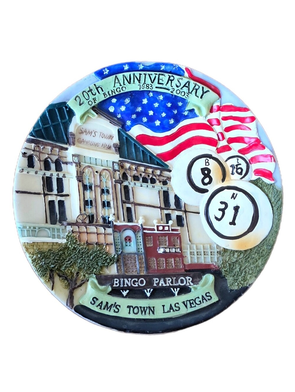 Vintage Sam's Town Las Vegas Bingo Parlor 20th Anniversary 2003 Collectors Plate